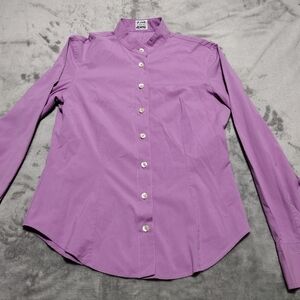 ICEBERG JEANS Women's Button Down Shirt Size 42 Purple Check Measurements